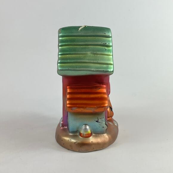 Halloween Haunted House Ghost Pumpkin Wax Candle Painted 5.75" Decor Display - Picture 5 of 14